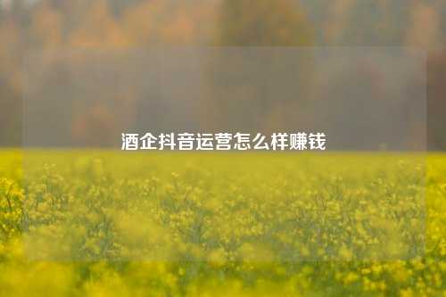 酒企抖音运营怎么样赚钱