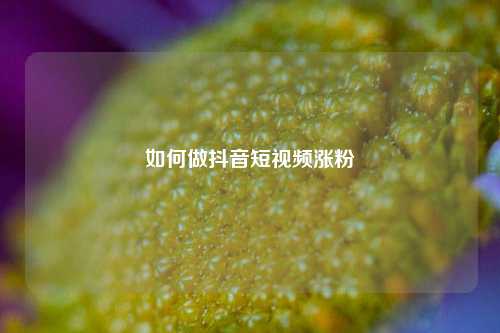 如何做抖音短视频涨粉