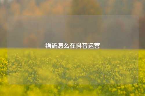 物流怎么在抖音运营